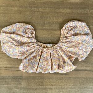 Zara Puff Sleeve Floral Cropped Top-Size Small